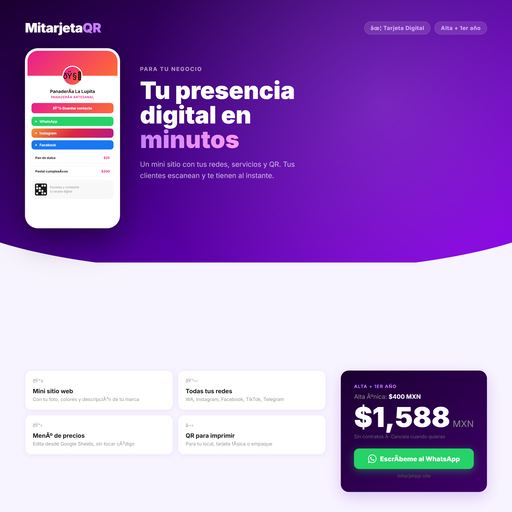 Tarjeta de presentación digital con QR para tu negocio