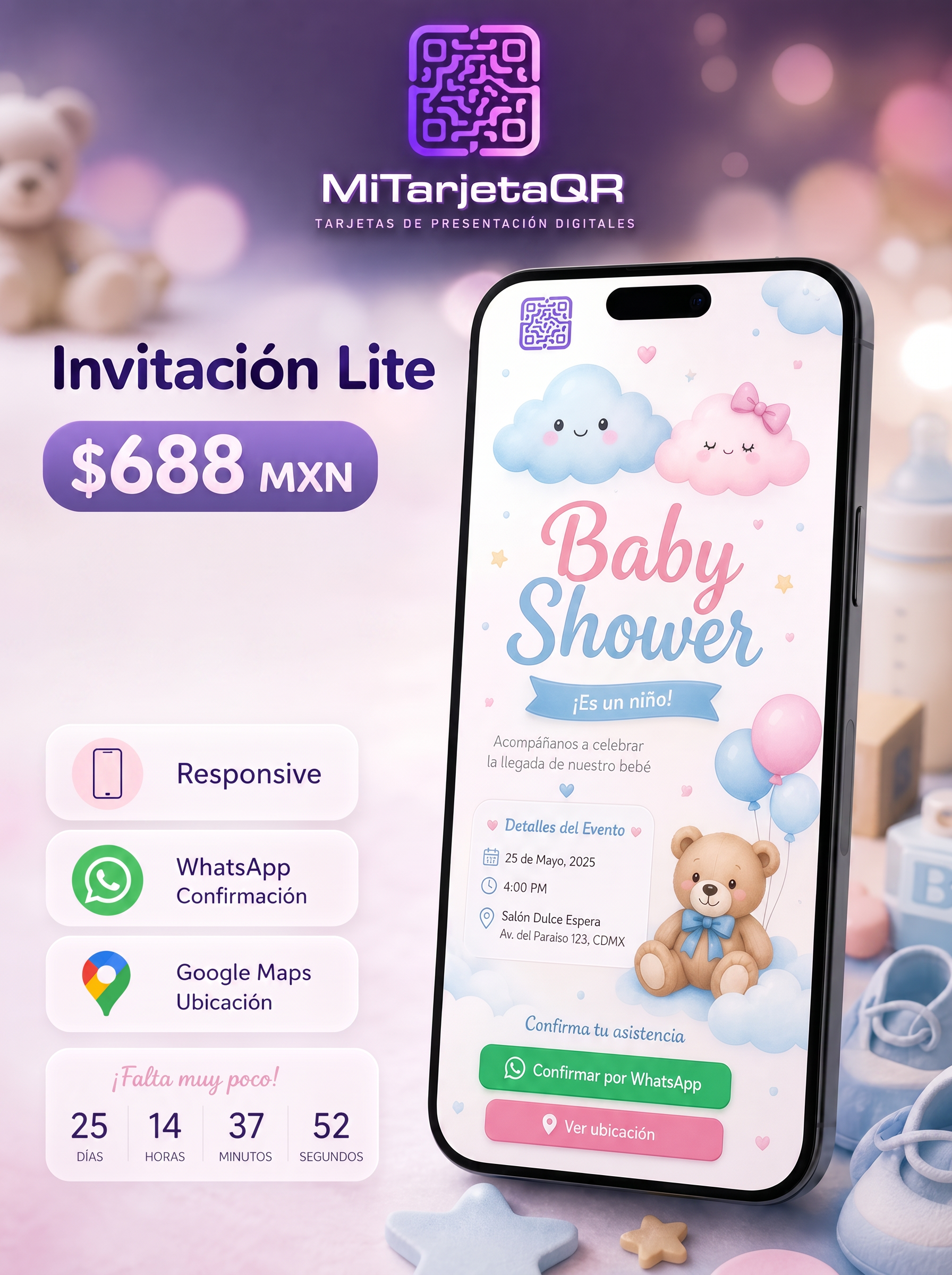 Invitación digital con QR para tu evento - Lite