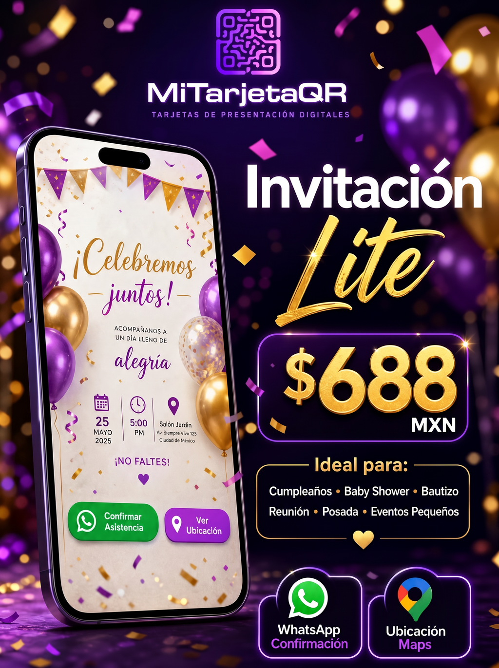 Invitación digital con QR para tu evento - Lite