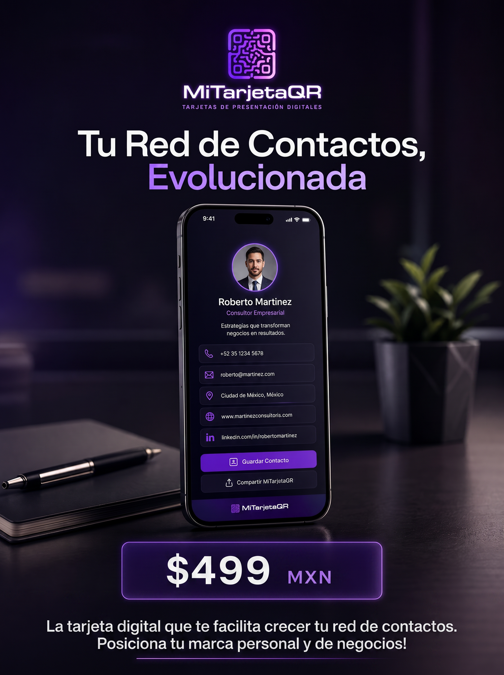 Perfil Comercial Digital básico con QR para ti o tu negocio