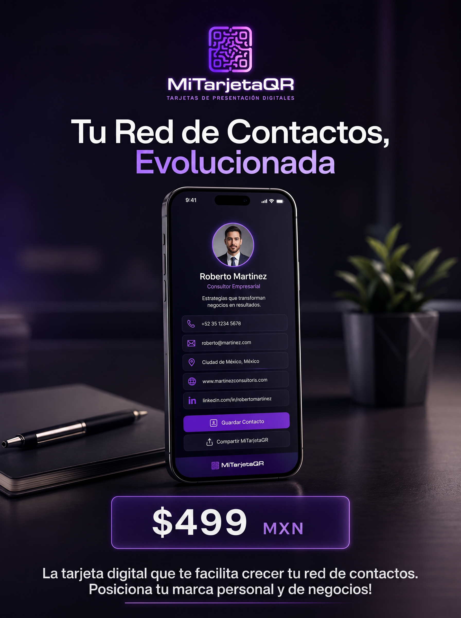 Perfil Comercial Digital básico con QR para ti o tu negocio